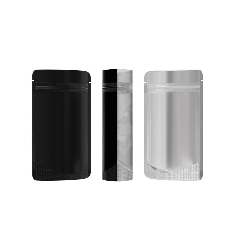 QQ Studio 100PCS Matte Clear Front Black Back Stand-Up 1oz Bags (8.5x13cm (3.3x5.1"), Translucent/Black) - Image 3